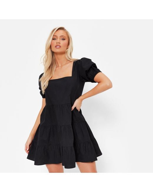 I Saw It First Black Isawitfirst Puff Sleeve Tiered Smock Dress