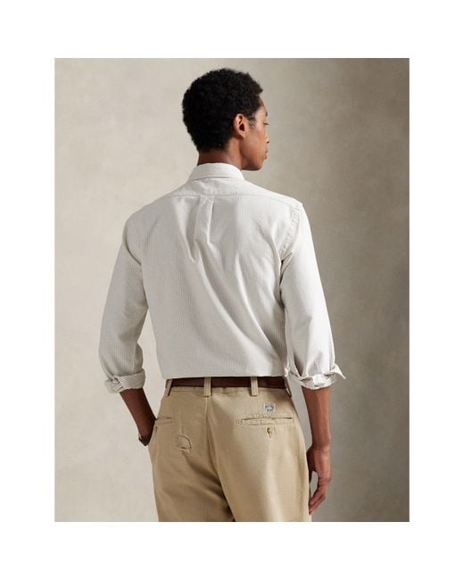 Polo Ralph Lauren White Slim Fit Striped Oxford Shirt for men
