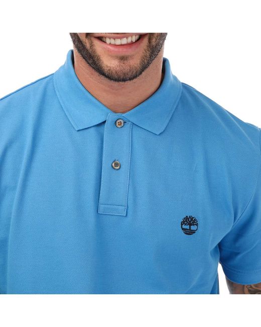 Timberland Blue Pique Short Sleeve Polo for men