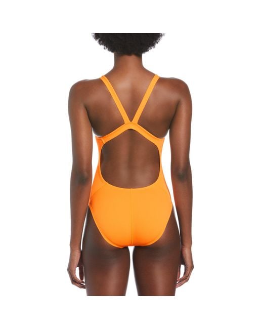 Nike Orange Hydrastrong Solid Fastback One Piece