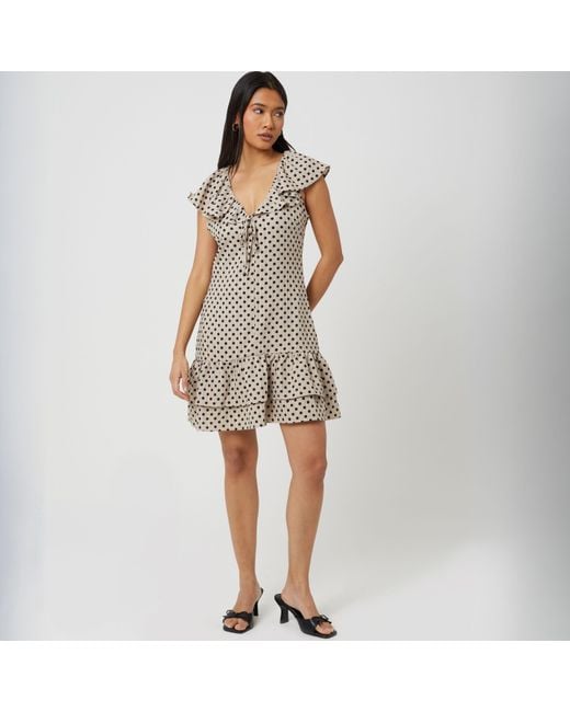 Brave Soul Multicolor Bs Mini Polka Dot Dress With Frill Detail