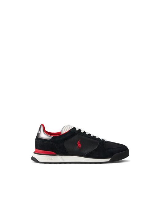 Polo Ralph Lauren Black Varick Suede Nylon Sporty Trainers for men