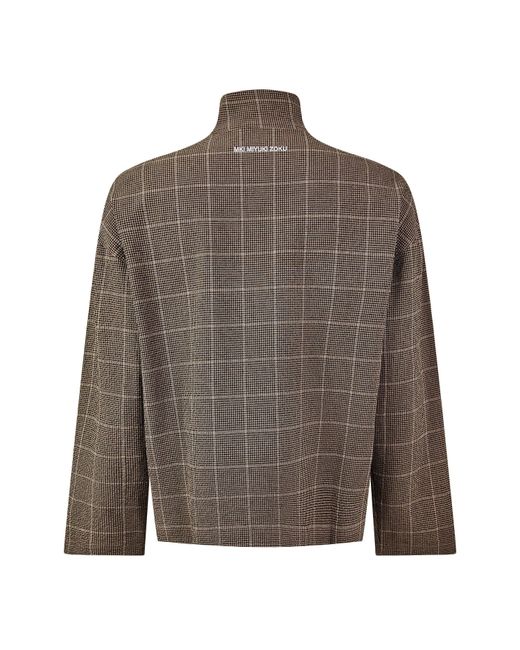 MKI Miyuki-Zoku Gray Check Track Overshirt for men