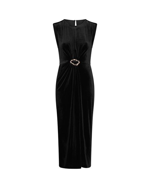 Gina Bacconi Black Claudine Velvet Midi Dress