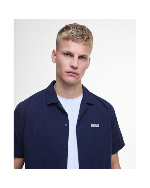 Barbour Blue Twill Short Sleeve Shirt for men