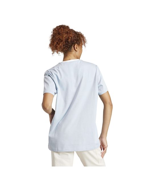 Adidas Blue Essentials 3 Stripe T-Shirt