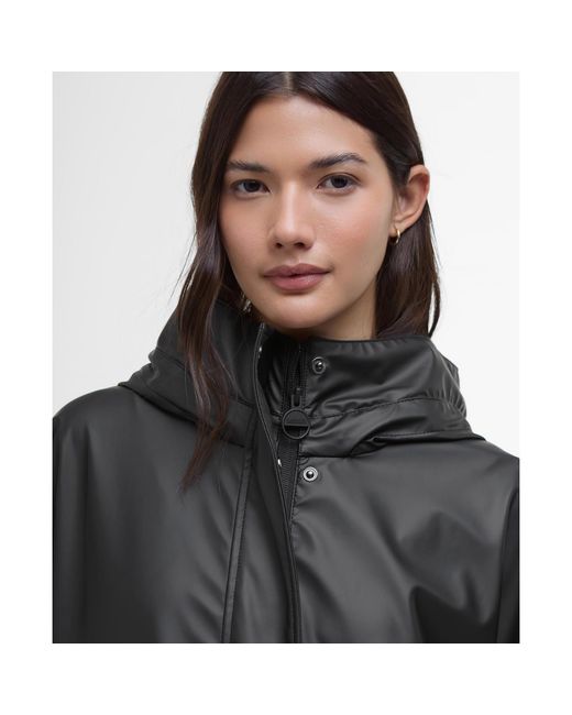 Barbour Black Atlas Hooded Long Sleeve Knee Length Rain Anorak