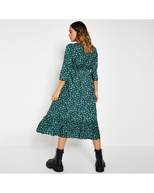 I Saw It First Green Isawitfirst Frill Hem Smock Midi Dress