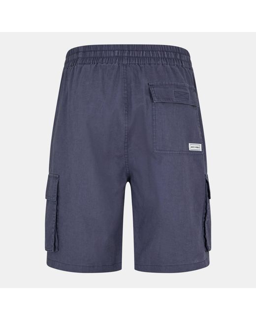 Jack Wills Blue Linen Cargo Tracksuit Shorts for men
