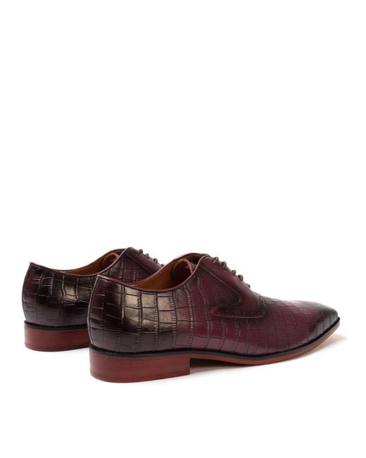 GIORGIO Red Leather Croc Oxford Dress Brogue Shoes for men