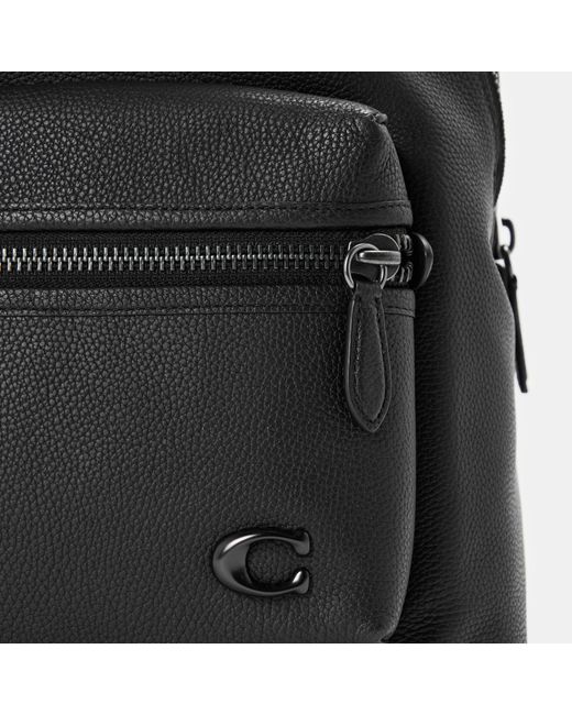 COACH Black Pebble Leather Backpack for men