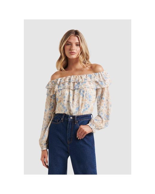 Forever New Multicolor Olivia Ruffle Bardot Top