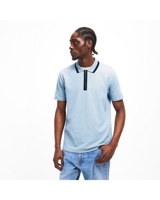 Paul Smith Blue Zipped Short Sleeve Polo Shirt for men