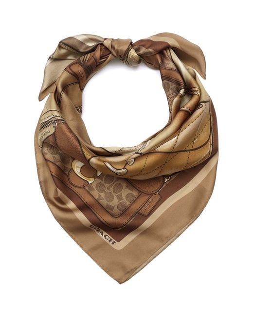COACH Metallic Stacked Tabby Printed Silk Square