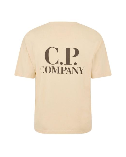 C P Company Natural Double Logo Tee for men