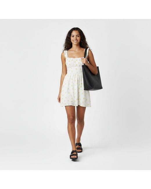 Jack Wills White Patterned Tie Back Dress