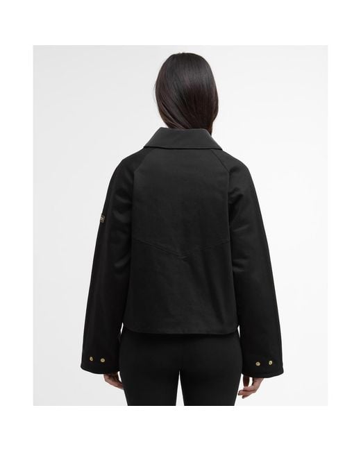 Barbour Black Warlock Heavy Cotton Faux-Velvet Collar Boxy Coach Jacket