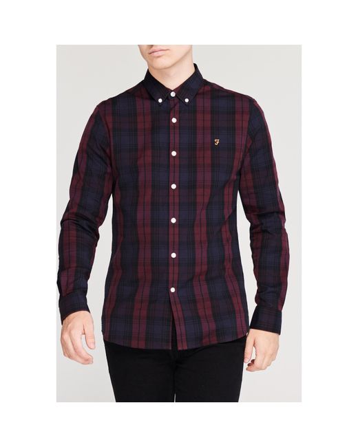 Farah Blue Brewer Checked Shirt for men