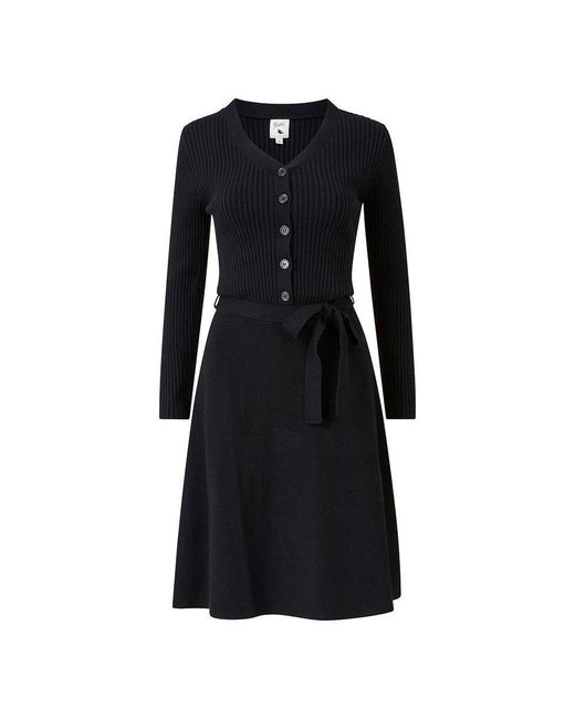 Yumi' Black Knitted Skater Dress