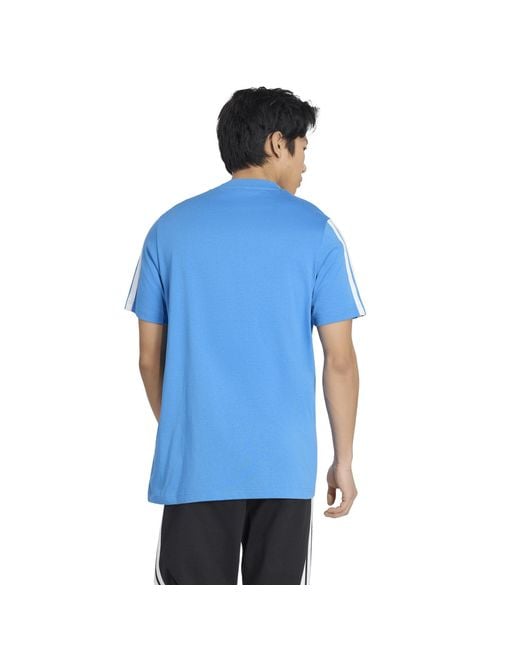 Adidas Blue Essentials 3-Stripes T-Shirt for men