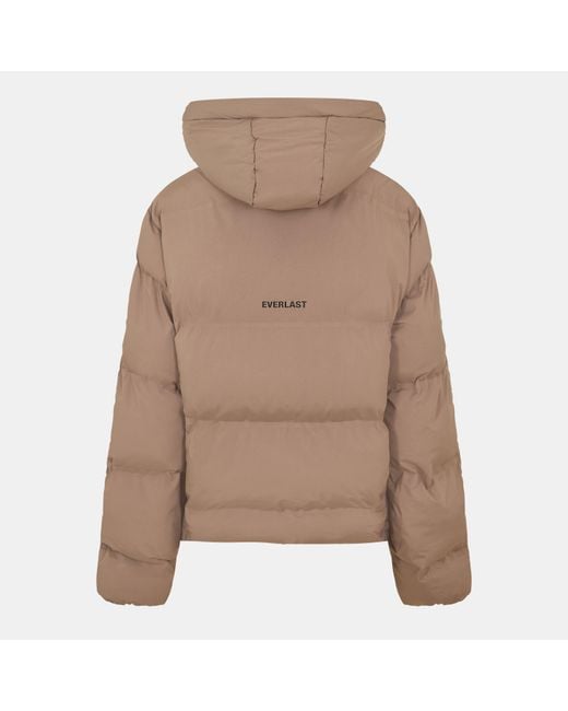Everlast Brown Water Resistant Windproof Detachable Hood Long Sleeve Puffer Jacket