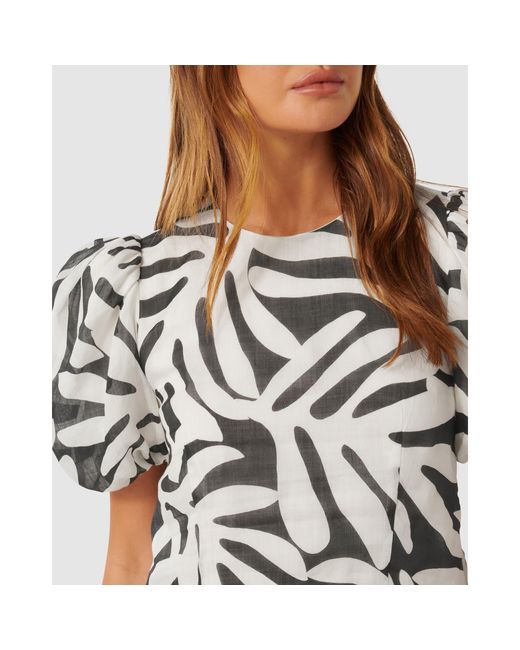 Forever New Gray Lula Puff Sleeves Top