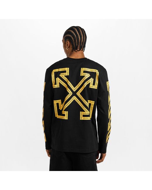 Off-White c/o Virgil Abloh Black Tape Cotton Long Sleeve T-Shirt for men