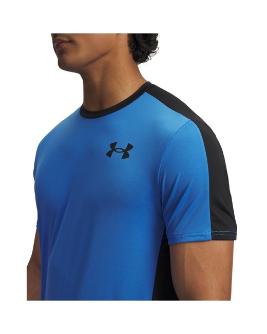 Under Armour Blue Hg Wordmark Short-Sleeve Performance Gym Top for men