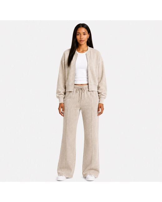 I Saw It First Natural Washed Pintuck Wide Leg Jogger