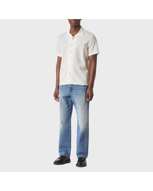 Paul Smith White Seersucker Short Sleeve Plain Shirt for men