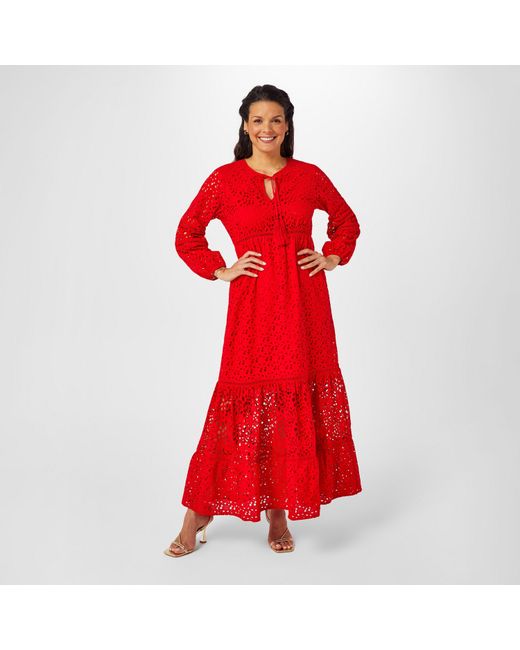 Biba Red Broderie Dress