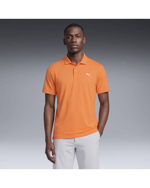 PUMA Orange Pure 3.0 Short Sleeve Performance Polo Shirt for men