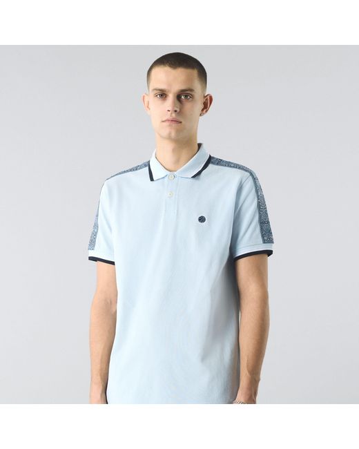 Pretty Green Blue Eclipse Tape Short-Sleeve Polo Shirt for men