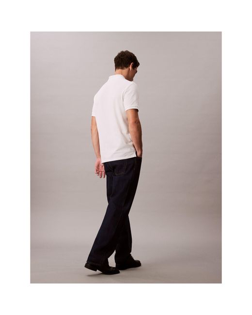 Calvin Klein White Ckj Pique Short-Sleeve Polo Shirt for men