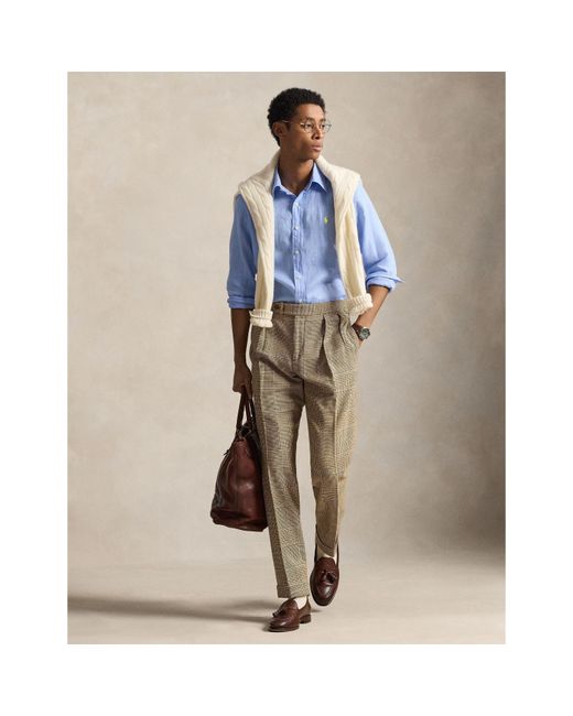 Polo Ralph Lauren Blue Linen Long Sleeve Shirt for men