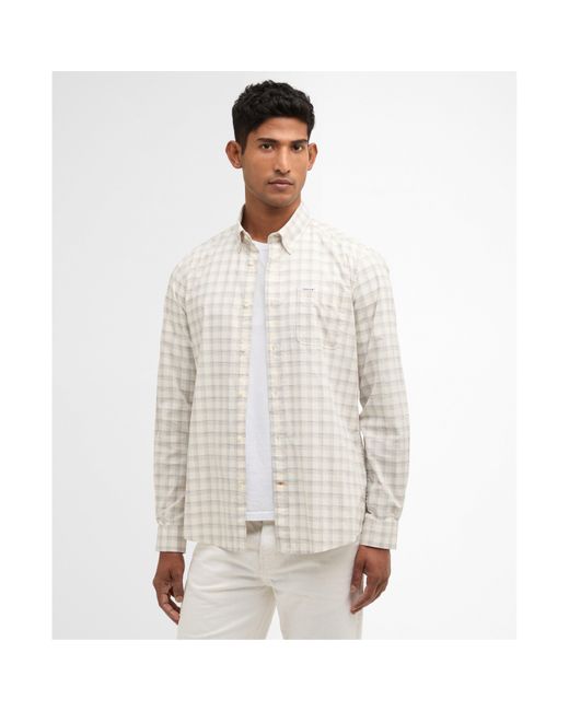 Barbour Gray Patterned Short Sleeve Shirt for men
