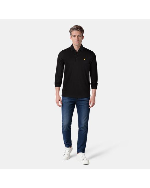 Lyle & Scott Black Tech Long-Sleeve Polo Shirt for men