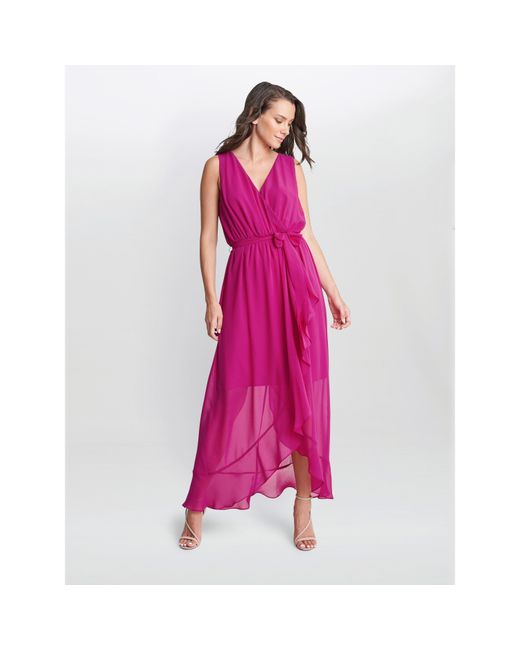 Gina Bacconi Pink Imogen Sleevless Wrap Dress