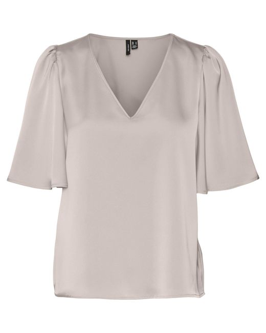 Vero Moda Pink Vm Lovie V-Neck Short-Sleeve Blouse