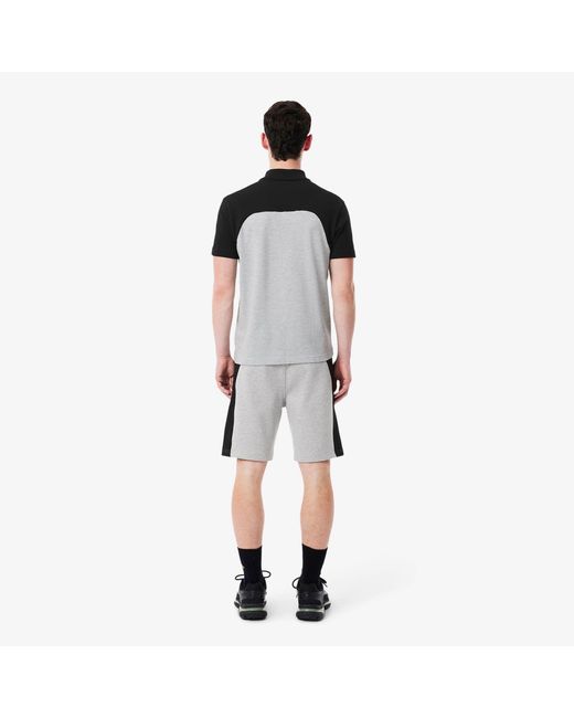 Lacoste Gray Cotton Fleece Colour Block Shorts for men