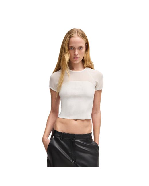 HUGO White Slevetta Knitted Top