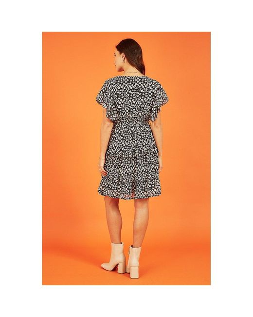 Mela London Black Floral Wrap Skater Dress