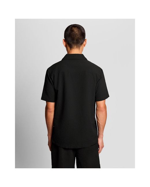 Lyle & Scott Black Patterned Short Sleeve Shirt for men