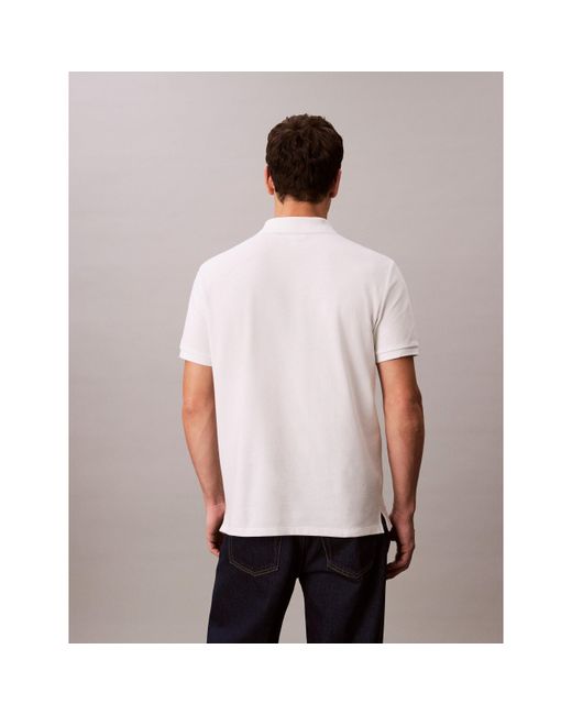Calvin Klein White Ckj Pique Short-Sleeve Polo Shirt for men