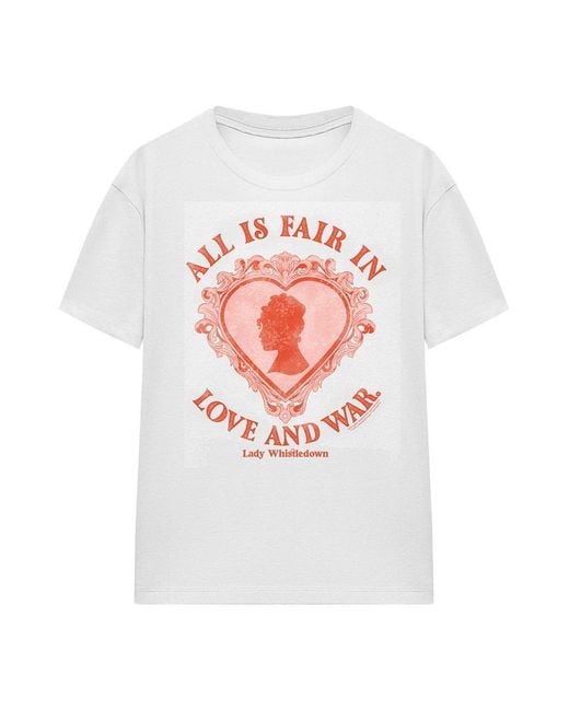 Bridgerton White Love And War Lady Whistledown T Shirt