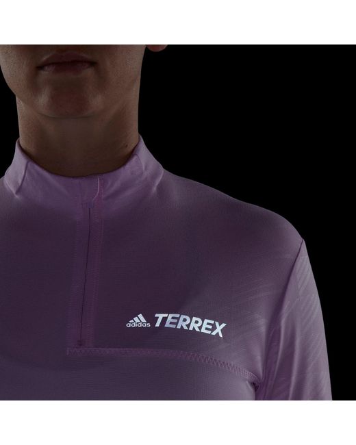 Adidas Purple Terrex Multi Half-Zip Long-Sleeve Top