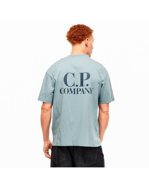 C P Company Blue Double Logo Tee for men