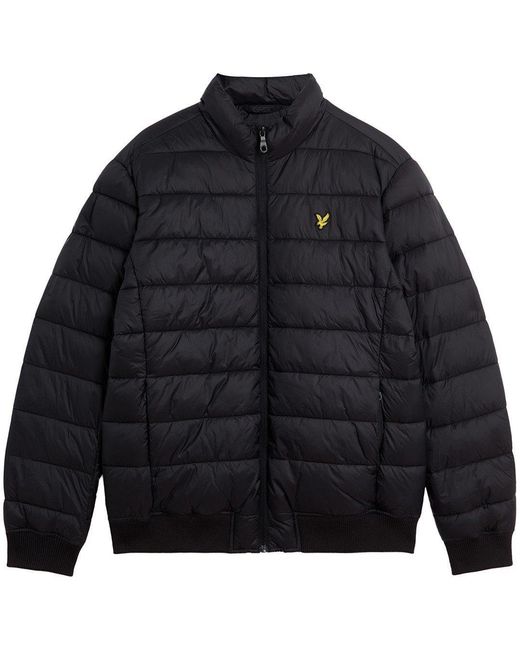 Lyle & Scott Black Funnel Wadded Medium Puffer Jacket for men