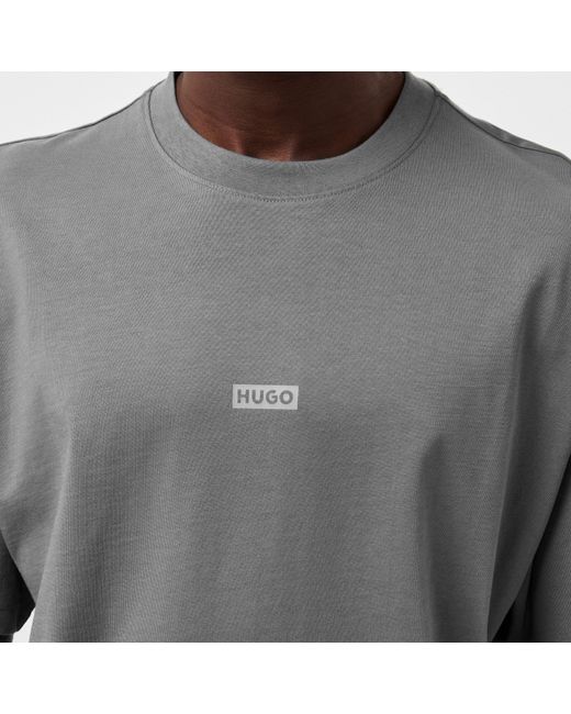 HUGO Gray Printed Logo Back T-Shirt With Mcmxciii Text for men