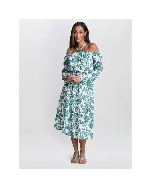 Gina Bacconi Blue Ryan Off Shoulder Midi Dress